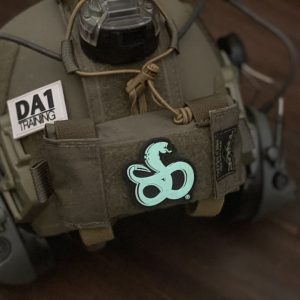 PVC patch in black, white and Glow in the Dark Shivworks logo