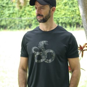 T Shirt Camo logo on Black shirt